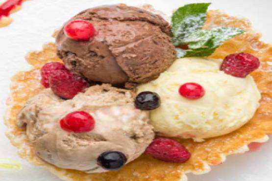 Mixed Fruits Lotus Crepe with Ice Cream and Nuts